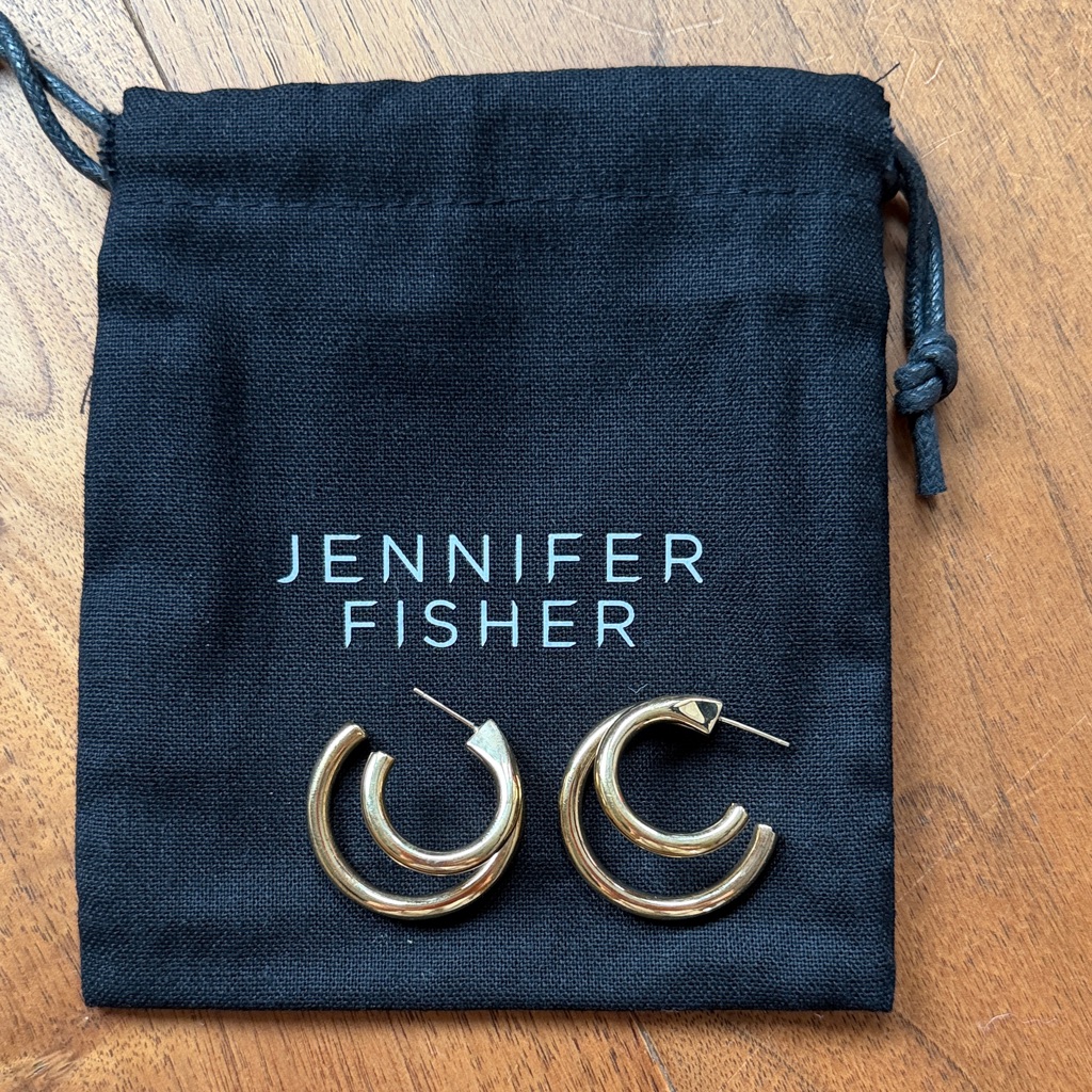 Jennifer Fisher 1” Lilly Yellow Gold Double Hoop Earrings